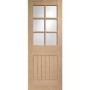 Internal Oak Half-Glazed Cottage Door with Clear Bevelled Glass - Unfinished - 1981 x 686 x 35mm - Suffolk - XL Joinery