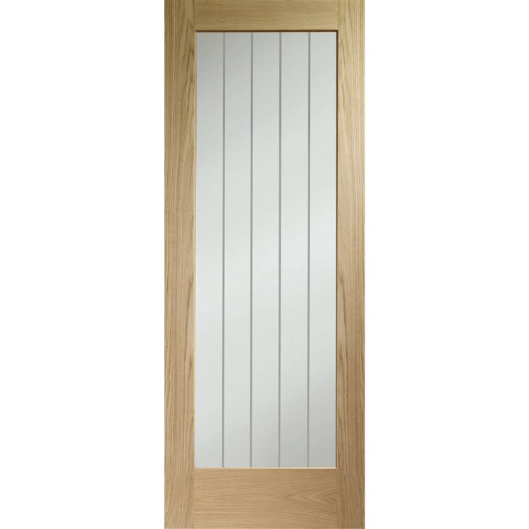 Internal Oak Fully-Glazed Cottage FD30 Fire Door with Clear Etched Glass - Unfinished - 1981 x 686 x 44mm - Suffolk Premium - XL Joinery