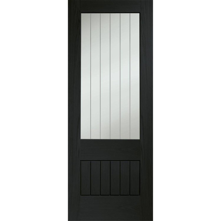 Suffolk Original 2XG Internal Oak Fire Door with Clear Etched Glass - Unfinished, 1981 x 838 x 44 mm