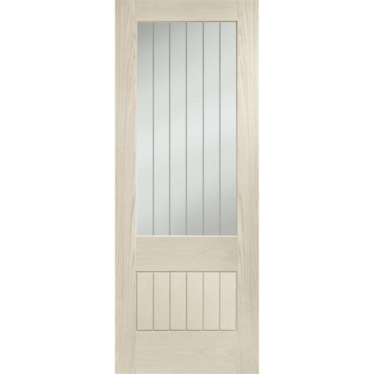 Suffolk Original 2XG Internal Oak Fire Door with Clear Etched Glass - Unfinished, 1981 x 838 x 44 mm