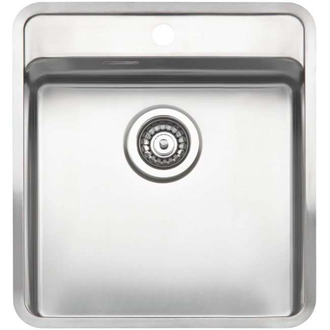 Single Bowl Chrome Stainless Steel Kitchen Sink - Reginox OHIO40X40TAP-WING