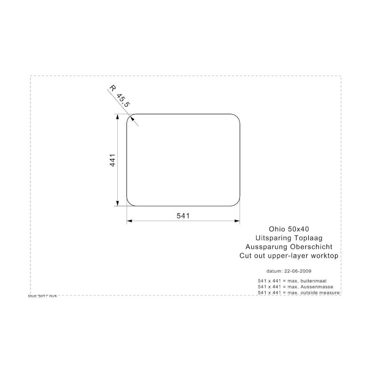 Single Bowl Black Stainless Steel Kitchen Sink - Reginox Ohio 50x40