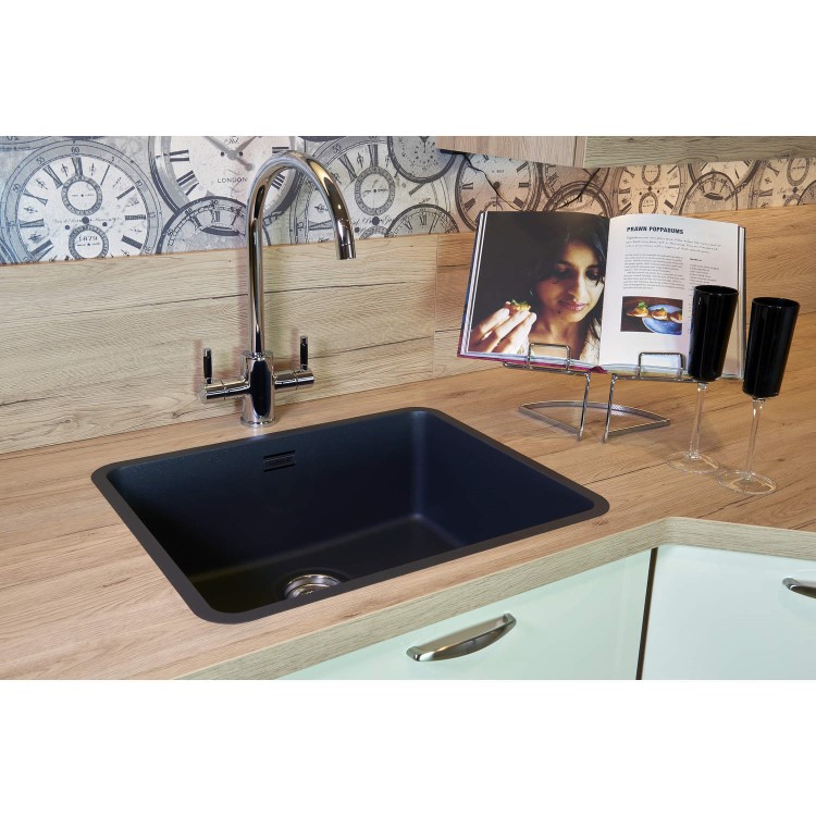 Single Bowl Black Stainless Steel Kitchen Sink - Reginox Ohio 50x40