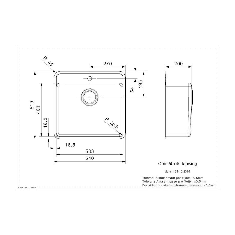 Reginox Ohio Single Bowl Stainless Steel Kitchen Sink