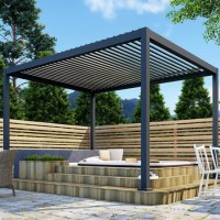 Outdoor Living Heavy Duty Aluminium Hot Tub Pergola with Louvred Roof - 6 x 3m
