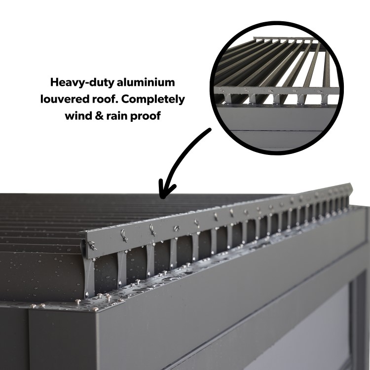 Outdoor Living Heavy Duty Aluminium Hot Tub Pergola with Louvred Roof - 6 x 3m