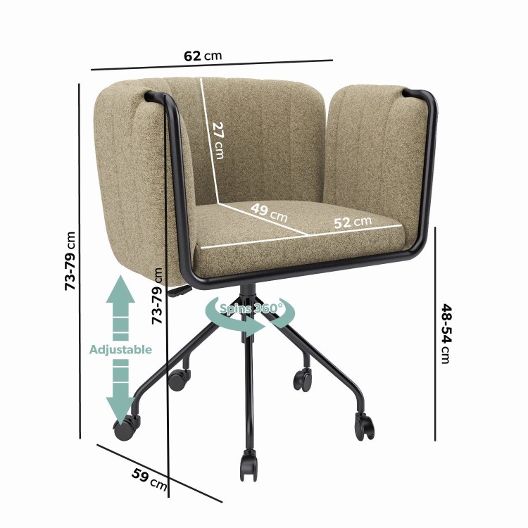 Mink Fabric Swivel Office Chair - Orla