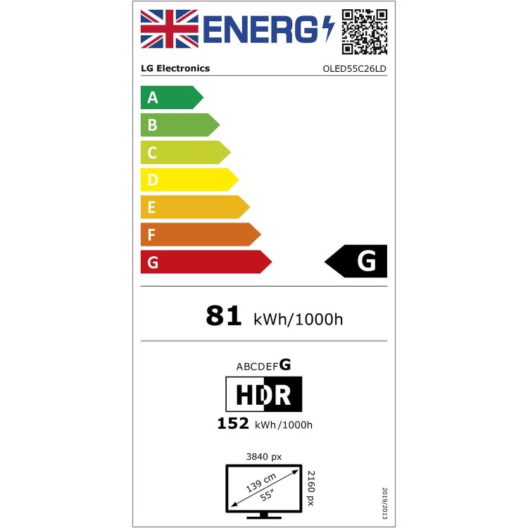 Refurbished LG C2 55" 4K Ultra HD with HDR10 OLED Freeview Smart TV