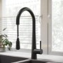 Single Bowl Black Undermount Composite Kitchen Sink With Black Pull Out Kitchen Mixer Tap Set - Enza