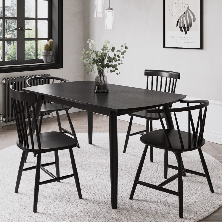 Black Wooden Extendable Dining Table - Seats 4-6 - Olsen