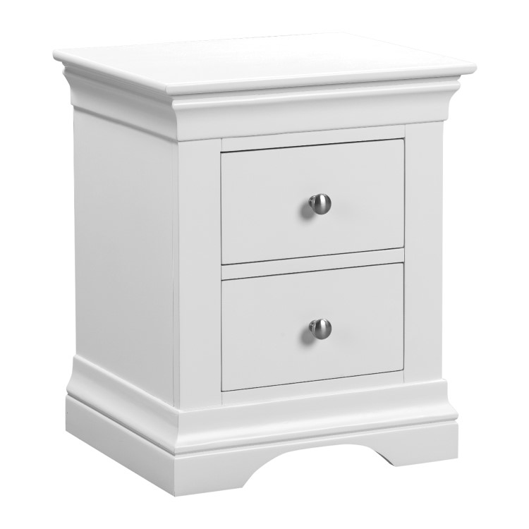 Olivia Two Drawer Bedside in White