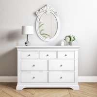 White 4 + 3 Drawer Wide Chest of Drawers - Olivia White 4 + 3 Drawer Wide Chest of Drawers - Olivia