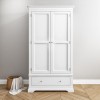 White Painted French Double Wardrobe with Drawer - Olivia 