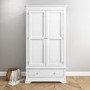 White Painted 2 Door Double French Wardrobe with Drawer - Olivia 