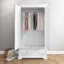 White Painted 2 Door Double French Wardrobe with Drawer - Olivia 