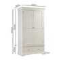 White Painted 2 Door Double French Wardrobe with Drawer - Olivia 