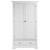 White Painted 2 Door Double French Wardrobe with Drawer - Olivia 