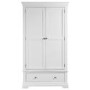 White Painted 2 Door Double French Wardrobe with Drawer - Olivia 