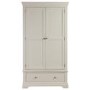 White Painted French Double Wardrobe with Drawer - Olivia 