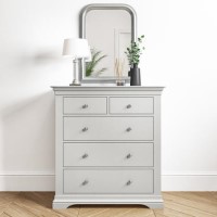 Pale Grey 3 + 2 Drawer Chest of Drawers - Olivia