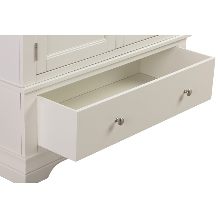 White Painted French Double Wardrobe with Drawer - Olivia 