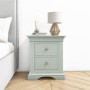 Sage Green Wooden French Bedside Table with 2 Drawers - Olivia