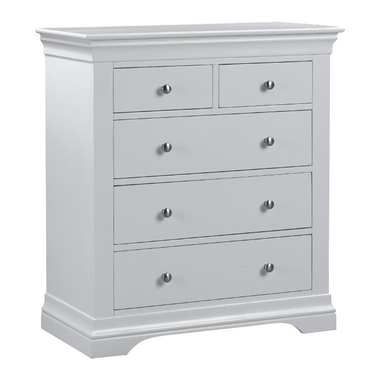 Pale Grey 3 + 2 Drawer Chest of Drawers - Olivia