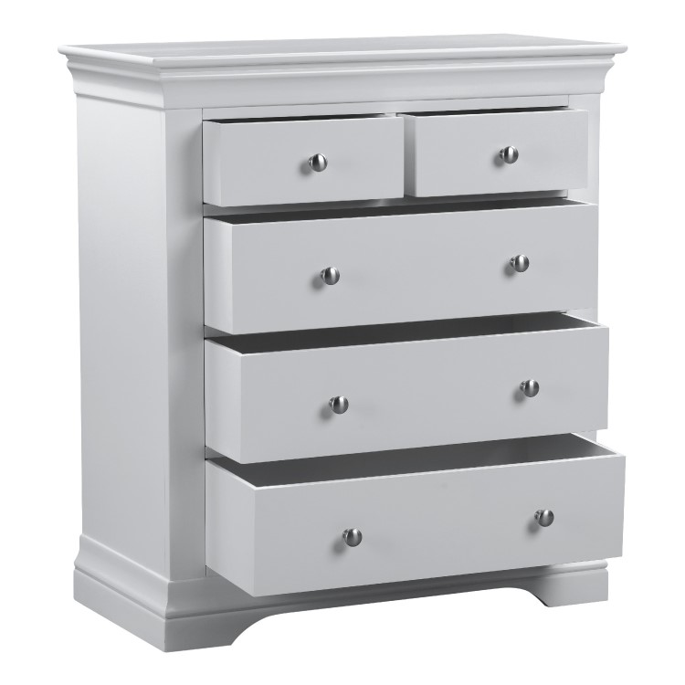 Pale Grey 3 + 2 Drawer Chest of Drawers - Olivia