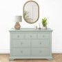 Sage Green French Wide Chest of 7 Drawers - Olivia