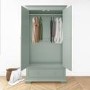 Sage Green Wooden Double Wardrobe with Drawer - Olivia