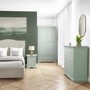 Sage Green Wooden Double Wardrobe with Drawer - Olivia