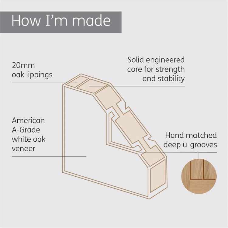 Internal Oak Cottage Door - Unfinished - 1981 x 711 x 35mm - Suffolk - XL Joinery