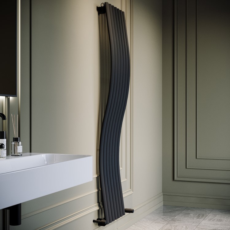 Anthracite Vertical Wave Designer Single Panel Radiator 1800 x 400mm - Opala