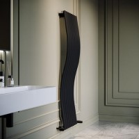 Black Vertical Wave Designer Single Panel Radiator 1600 x 470mm - Opala