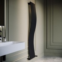 Black Vertical Wave Designer Single Panel Radiator 1800 x 400mm - Opala