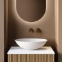 ONLY OPENED - Matt White Oval Stone Resin Countertop Basin with Waste 500mm - Opal