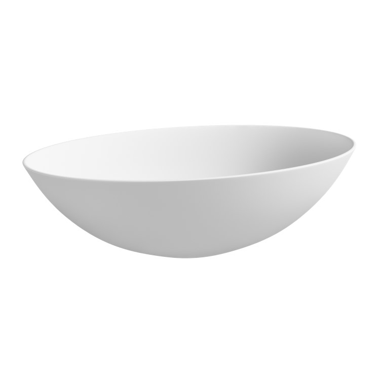 ONLY OPENED - Matt White Oval Stone Resin Countertop Basin with Waste 500mm - Opal