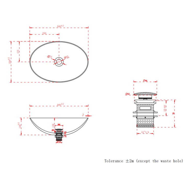 ONLY OPENED - Matt White Oval Stone Resin Countertop Basin with Waste 500mm - Opal