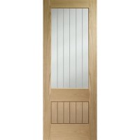 Internal Oak Half-Glazed Cottage Door with Clear Etched Glass - Pre-Finished - 1981 x 762 x 35mm - Suffolk Premium - XL Joinery