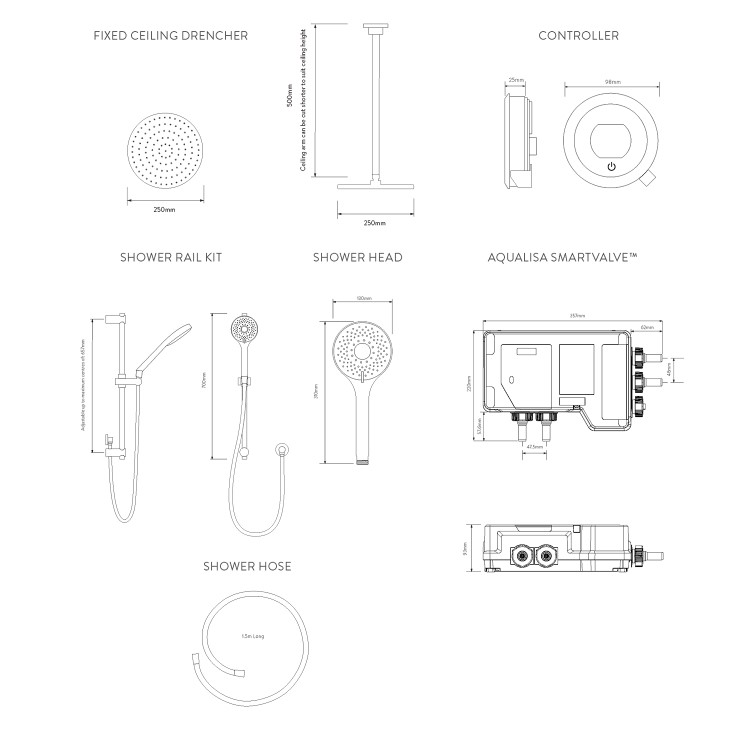 GRADE A1 - Aqualisa Optic Q Smart Digital Shower Concealed with Adjustable and Ceiling Fixed Head HP/Combi