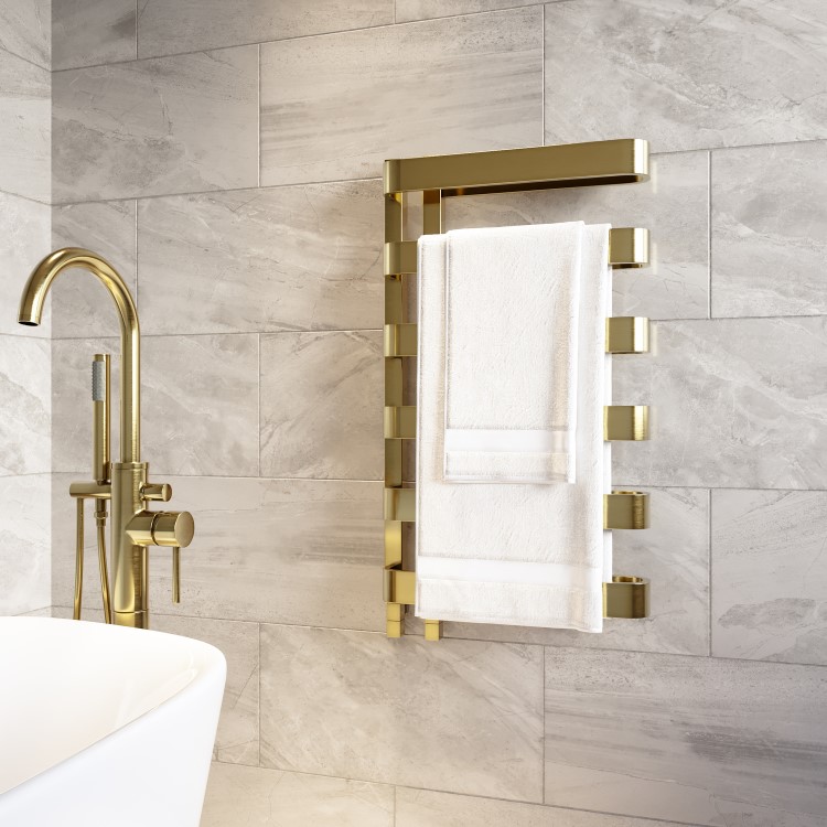 ALMOST PERFECT - Brass Designer Curved Towel Radiator 850 x 500mm - Ordos