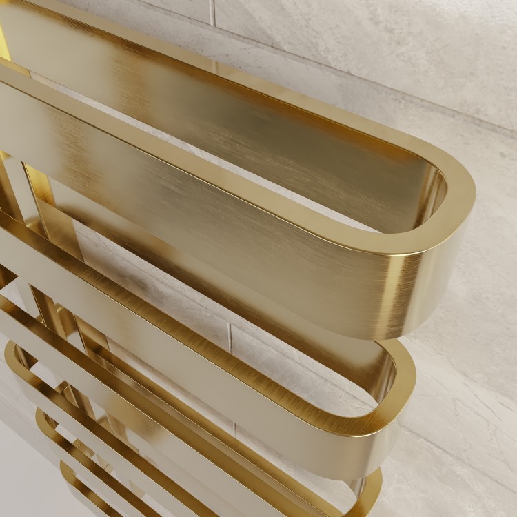 ALMOST PERFECT - Brass Designer Curved Towel Radiator 850 x 500mm - Ordos