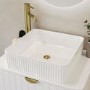 GRADE A1 - White Square Fluted Countertop Basin 410mm - Oregon