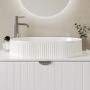 ONLY OPENED - White Oval Fluted Countertop Basin 573mm - Oregon