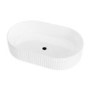 ONLY OPENED - White Oval Fluted Countertop Basin 573mm - Oregon