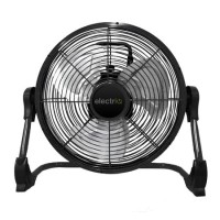 electriQ 12-inch Rechargeable Metal Body Quiet DC Floor Fan - Indoor & Outdoor Use - Black