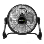 electriQ 12-inch Rechargeable Quiet DC Floor Fan - Versatile Metal Body for Indoor Outdoor and Commercial Use - Black