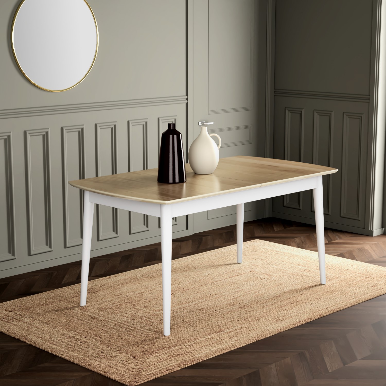 Large Oak And White Extendable Dining, How Large Is A Table That Seats 8