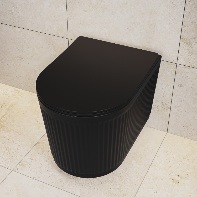 Matt Black Round Soft Close Toilet Seat with Quick Release - Oregon