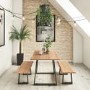 Orson Industrial Solid Wood Dining Set with Table & 2 Dining Benches